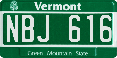 VT license plate NBJ616