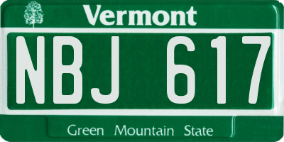 VT license plate NBJ617