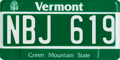 VT license plate NBJ619
