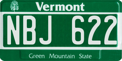 VT license plate NBJ622