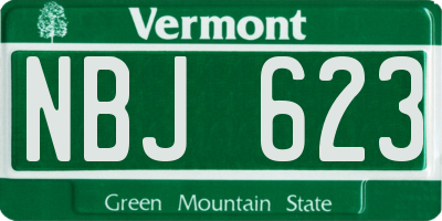 VT license plate NBJ623