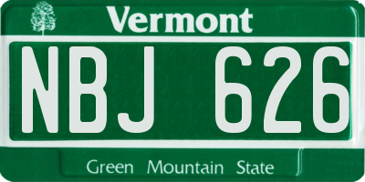 VT license plate NBJ626