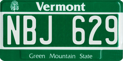 VT license plate NBJ629