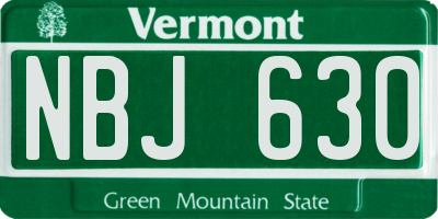 VT license plate NBJ630