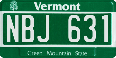 VT license plate NBJ631