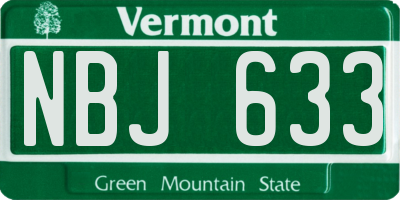 VT license plate NBJ633