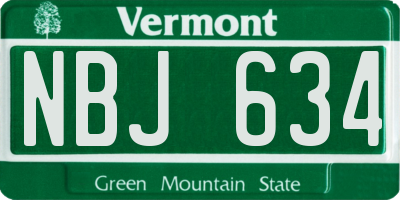 VT license plate NBJ634