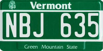 VT license plate NBJ635