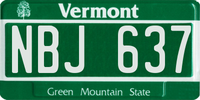 VT license plate NBJ637