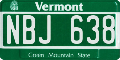 VT license plate NBJ638