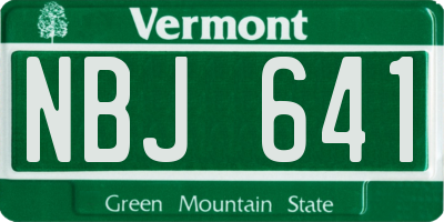 VT license plate NBJ641