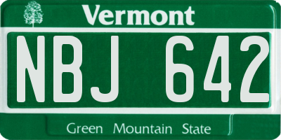 VT license plate NBJ642