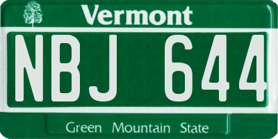 VT license plate NBJ644