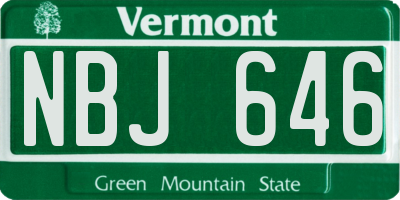 VT license plate NBJ646