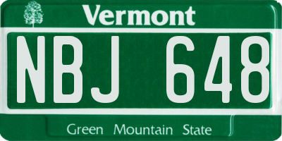 VT license plate NBJ648