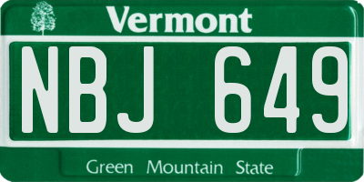 VT license plate NBJ649