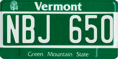 VT license plate NBJ650