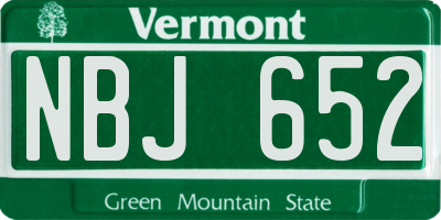 VT license plate NBJ652
