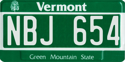 VT license plate NBJ654
