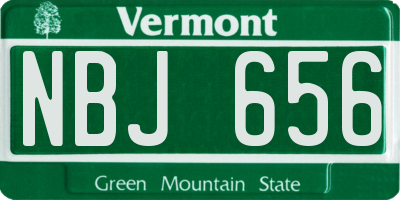 VT license plate NBJ656
