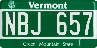 VT license plate NBJ657