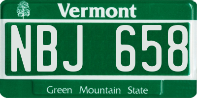 VT license plate NBJ658