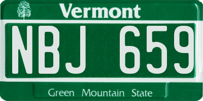 VT license plate NBJ659