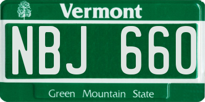 VT license plate NBJ660