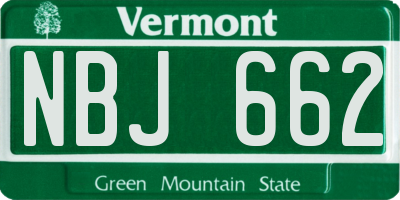 VT license plate NBJ662