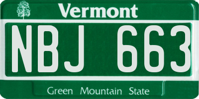 VT license plate NBJ663