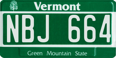 VT license plate NBJ664