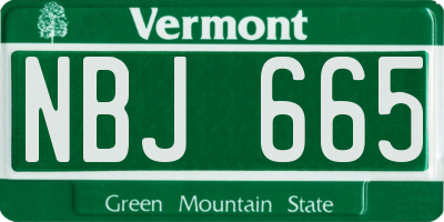 VT license plate NBJ665