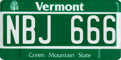 VT license plate NBJ666