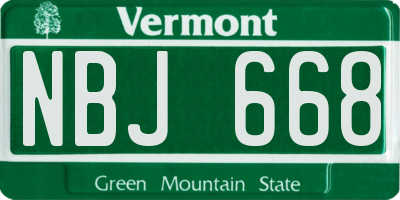 VT license plate NBJ668