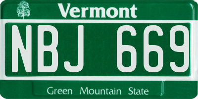 VT license plate NBJ669