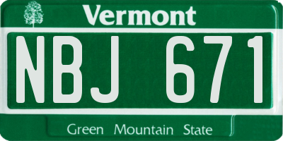 VT license plate NBJ671