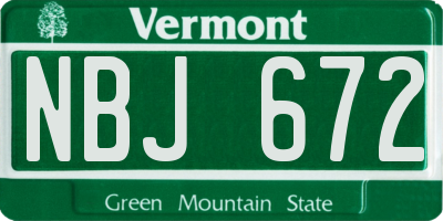 VT license plate NBJ672
