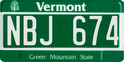 VT license plate NBJ674