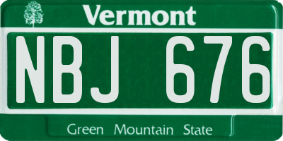 VT license plate NBJ676