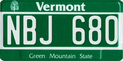 VT license plate NBJ680