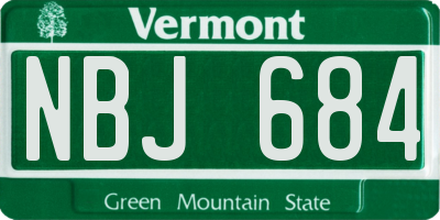 VT license plate NBJ684