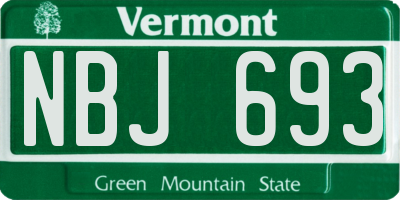 VT license plate NBJ693