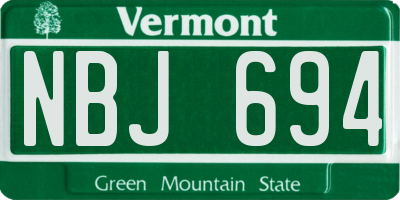 VT license plate NBJ694