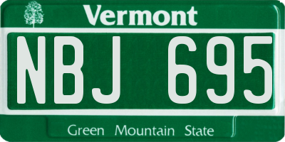VT license plate NBJ695