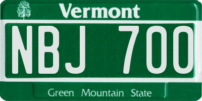 VT license plate NBJ700
