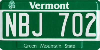 VT license plate NBJ702