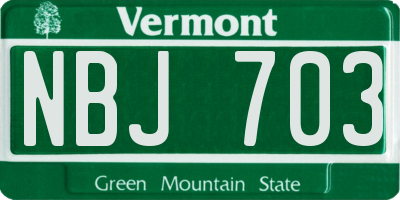 VT license plate NBJ703