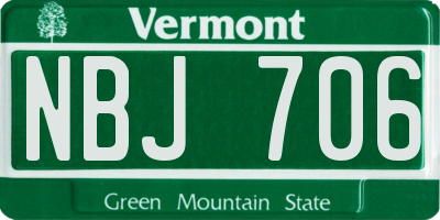 VT license plate NBJ706