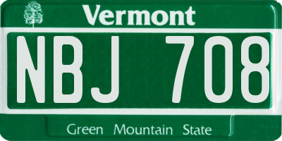 VT license plate NBJ708