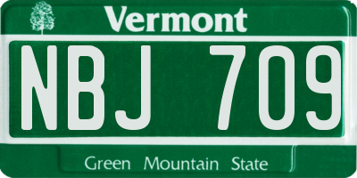 VT license plate NBJ709
